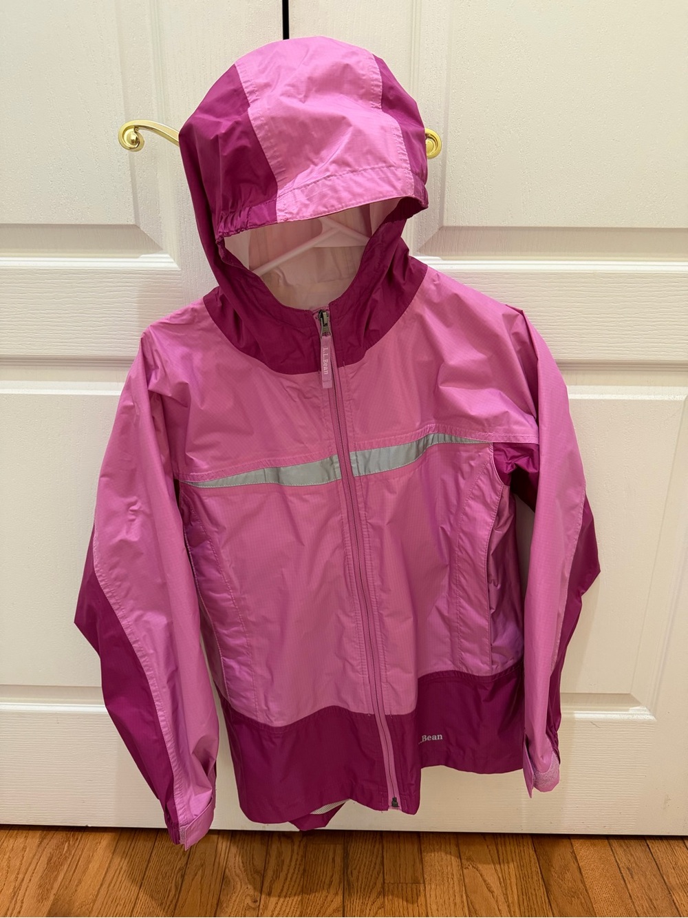 L.L. Bean Girls Hooded Pink Rain Jacket